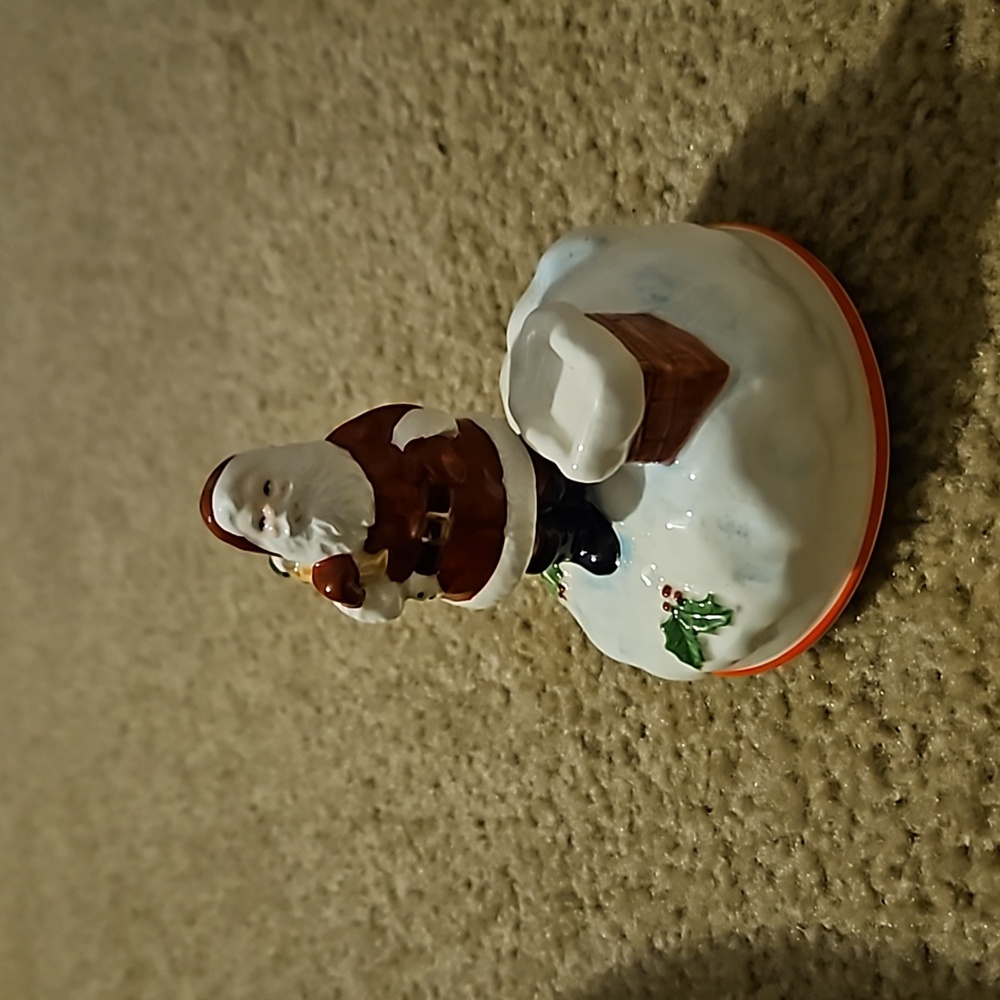 Otagiri Gibson Greeting Hand Painted Christmas Santa Music Box Vintage